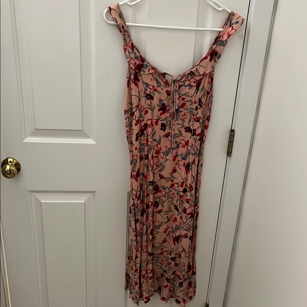 Pink patterned mid length dress